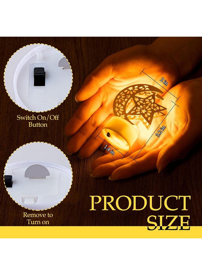 SJet 6 Pack LED Ramadan Mini Lanterns Lights, Eid Mubarak Star & Moon Candle Lamps, Ideal for Desktop, Balcony, Yard, Party & Home Decor - Indoor & Outdoor Use - Image 2