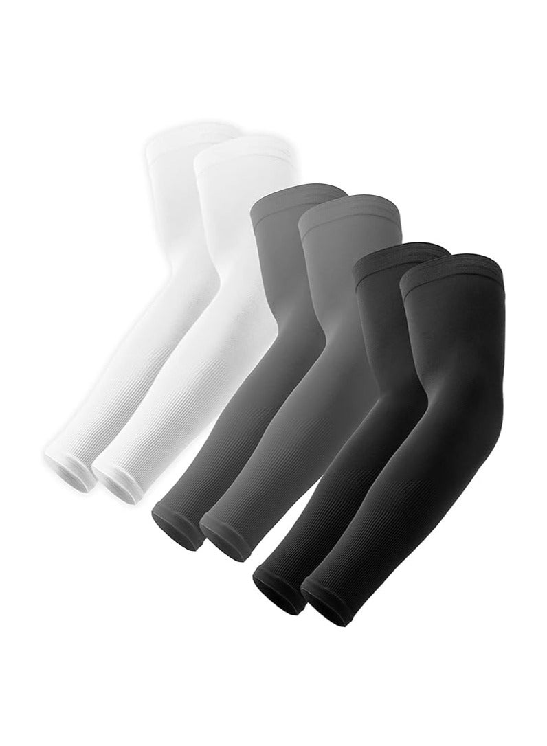 DeloPik Arm Sleeve 3 Pair UV Protection Cooling Breathable Sun Protective Moisture Wicking Gloves with Finger Hole to Cover Arms for Cycling Driving Outdoor Sports Men Women - Image 1