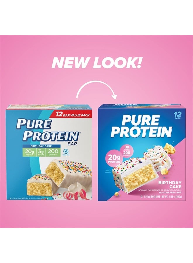 Pure Protein Bars, High Protein, Nutritious Snacks to Support Energy, Low Sugar, Gluten Free, Birthday Cake, 1.76 oz, Pack of 12 (Packaging May Vary)  - Image 2