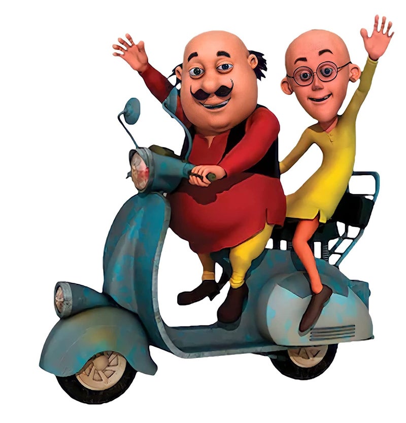 Akki World Motu Patlu on Scooter Wall Sticker Living Room, Bedroom, Kids Room Size - 60 Cm X 60 Cm - Image 3
