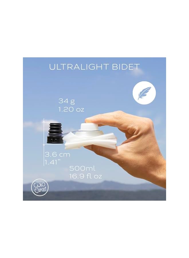 The Bros Portable Bidet with Flexible Bottle (500ml, 16.9 fl oz) - Ideal for Travel, Hiking, Toilet or Camping. Ultralight (34g, 1.2 oz). Includes (Black), Flexible Bottle, and Hanger - Image 3