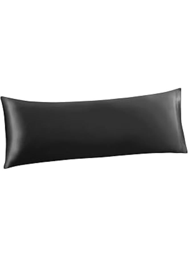Ersmak Satin Body Pillow Cover, 20x54 Inches Black Ultra Soft Satin Body Pillow Case for Hair and Skin, Silky Slip Cooling Long Side Satin Body Pillow Pillowcase with Envelope Closure  - Image 2