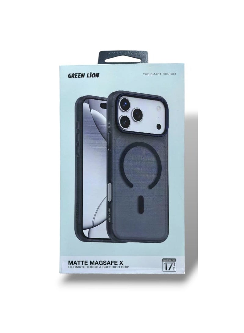 Green Lion Matte MagSafe X Ultimate Touch & Superior Grip Case for iPhone 17 Pro Max – Blue | Shockproof Magnetic Cover | Anti-Fingerprint | Premium Soft Finish - Image 1