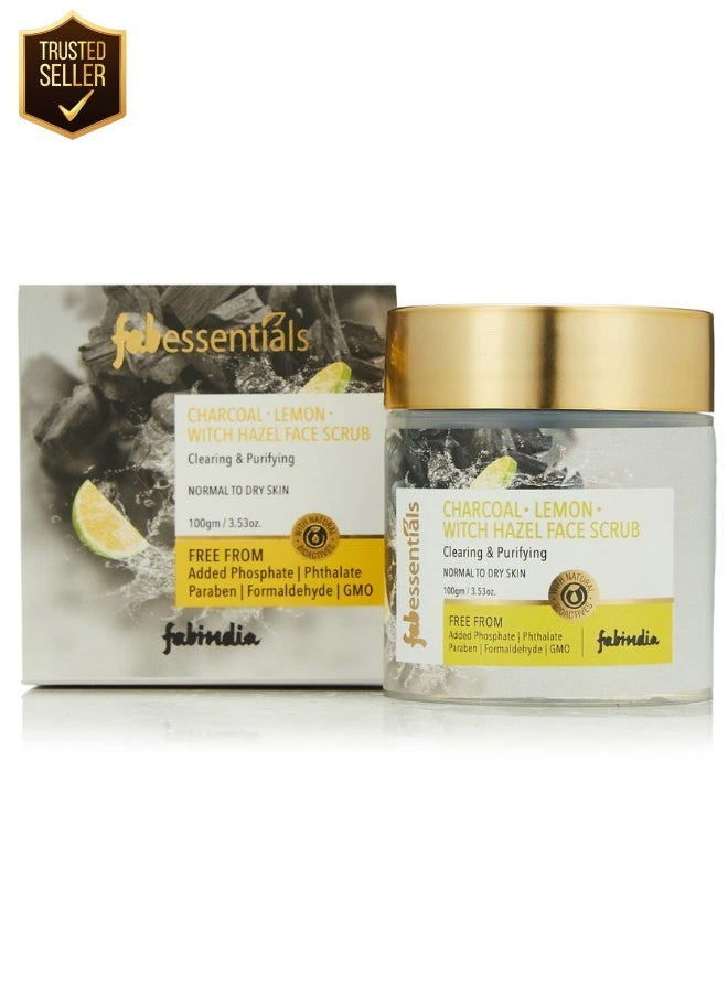 Fabessentials Charcoal, Lemon & Witch Hazel Face Scrub | Acne & Oil Control - 100g | Deep Cleansing Exfoliator for Clear, Matte Skin 