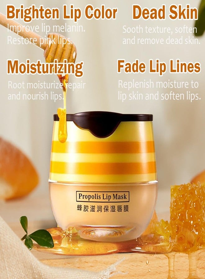 Tiejdhr 4PCS Strawberry & Honey Lip Balm, Hydrating Propolis Sleeping Mask, Moisturizing & Prevention Dry and Cracked Scrubs Exfoliator, Repair Nourishes the Skin - Image 5