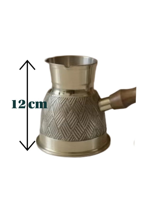 Royal Brass Turkish Coffee Warmer Turkish Coffee Pot with Wooden Handle Gold 10 Centimeter - Image 2