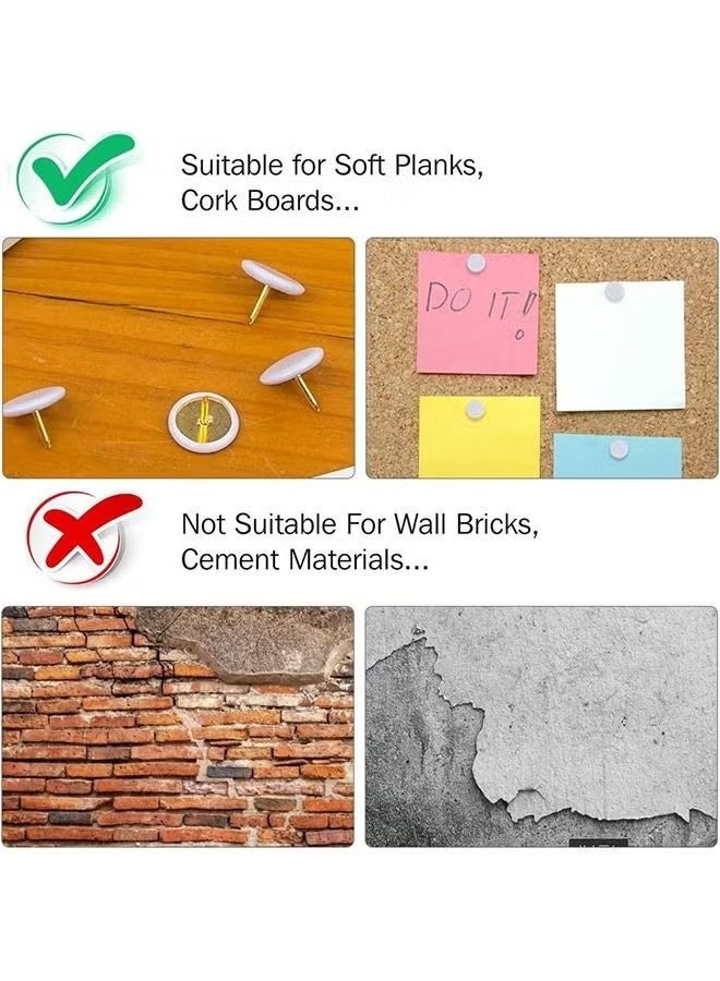 هابي دي دبابيس دفع بلاستيكية زخرفية للمنازل والمدارس والخرائط والمكاتب وجدار الصور ولوحة الفلين (أبيض 100 قطعة) - Image 5