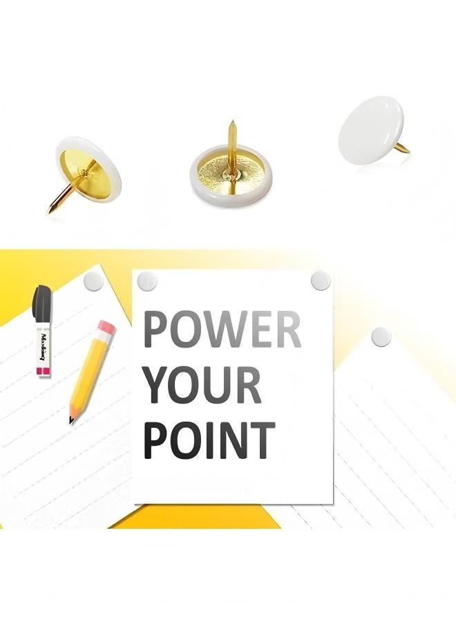 هابي دي دبابيس دفع بلاستيكية زخرفية للمنازل والمدارس والخرائط والمكاتب وجدار الصور ولوحة الفلين (أبيض 100 قطعة) - Image 3