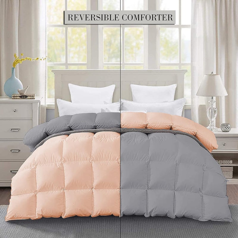 Filbert Premium 300 GSM Comforter Super Soft Fluffy Revesible Comforter 90 x 90 Inches228cm x 228cm Queen Size ComforterSilverPeach - Image 2