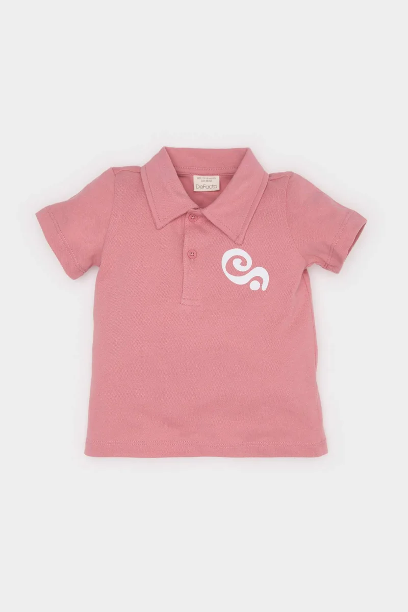 Defacto Baby Boy Printed Pique Short Sleeve Polo T-shirt