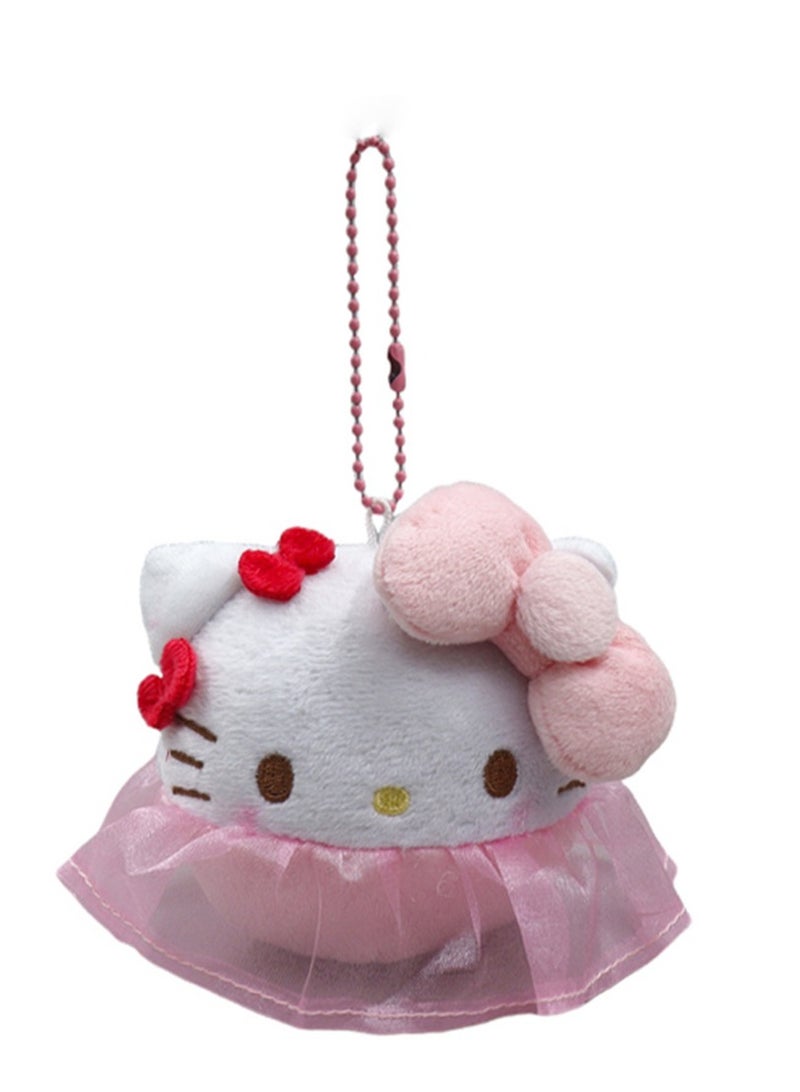 (Pink gauze skirt) KT Cat swaddle cartoon plush toy pendant girly gift  - Image 1