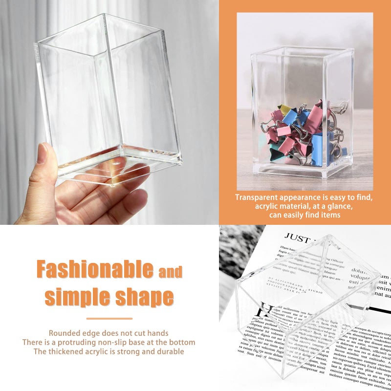Cerpourt 3 Pack Clear Acrylic Makeup Brush Holder,Acrylic Cosmetic Brushes Storage Organizer,Pencil Pen Holder Cup for Desk,Modern Design Desk Accessories for Office School Home Supplies - Image 3