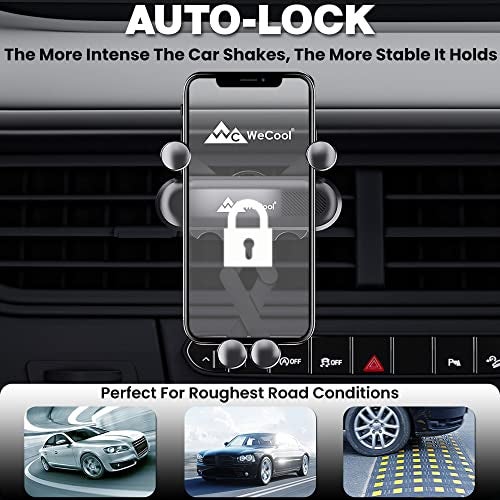 Wecool C2 AC Vent car Mobile Holder for Dashboard, Auto Locking car Phone Holder with Strong Grip Air Vent Mount Compatible with All Smartphones - Image 2