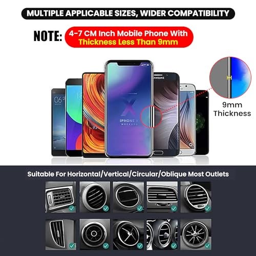 Wecool C2 AC Vent car Mobile Holder for Dashboard, Auto Locking car Phone Holder with Strong Grip Air Vent Mount Compatible with All Smartphones - Image 3