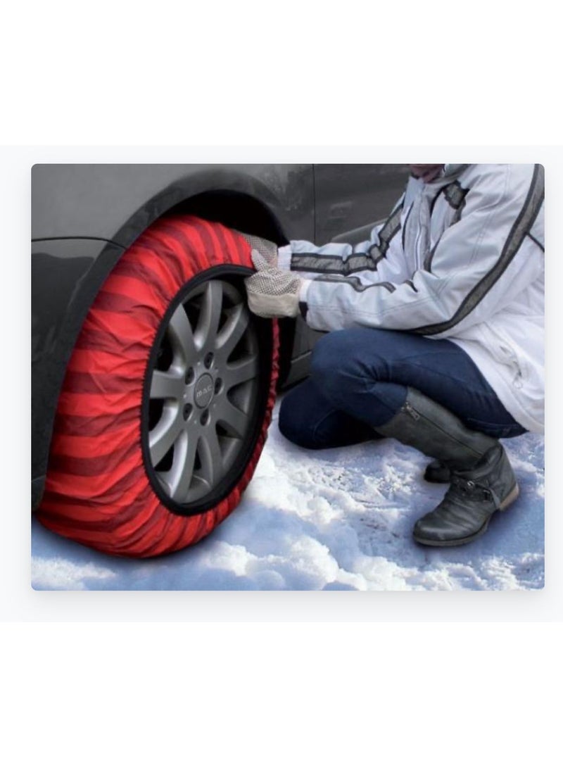 Auto Snow Socks for Tires, Emergency Snow Traction for Vehicles Safe Travel on Ice, Frost, Snow, Extra Durable Snow Chains Equivalent Tire Chain Alternative Tire Socks Active Series in white (L SIZE) - Image 3