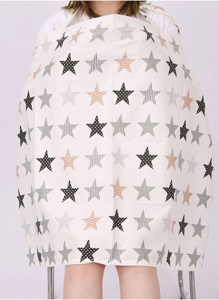MARGOUN Nursing Cover Breastfeeding Privacy Feeding Cover Maternity Star Printed Cotton Apron Adjustable Full Coverage Shawl Cloth 
