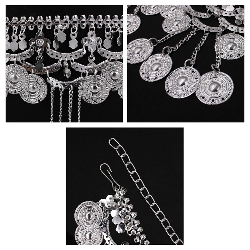 Vritraz Women's Belly Dance Tower Shape Metal Hip Scarf - Image 5