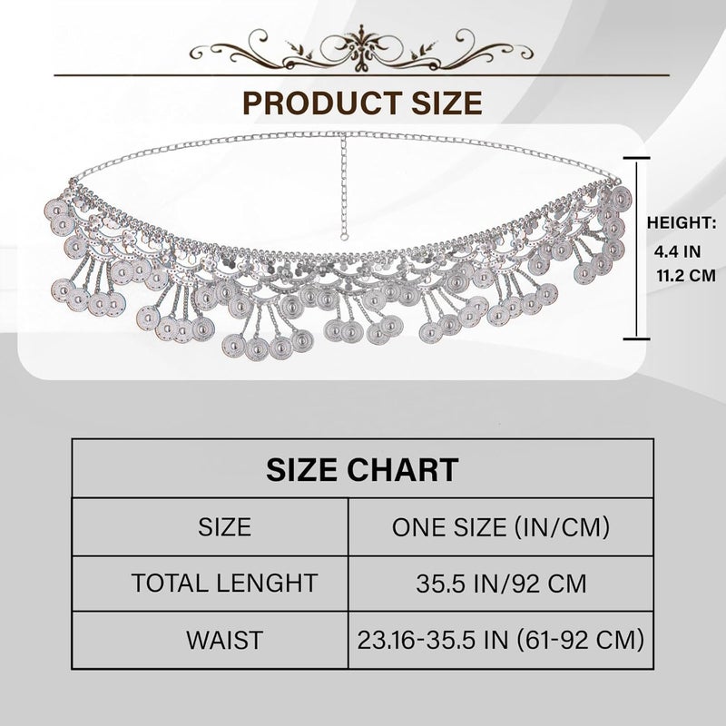 Vritraz Women's Belly Dance Tower Shape Metal Hip Scarf - Image 4