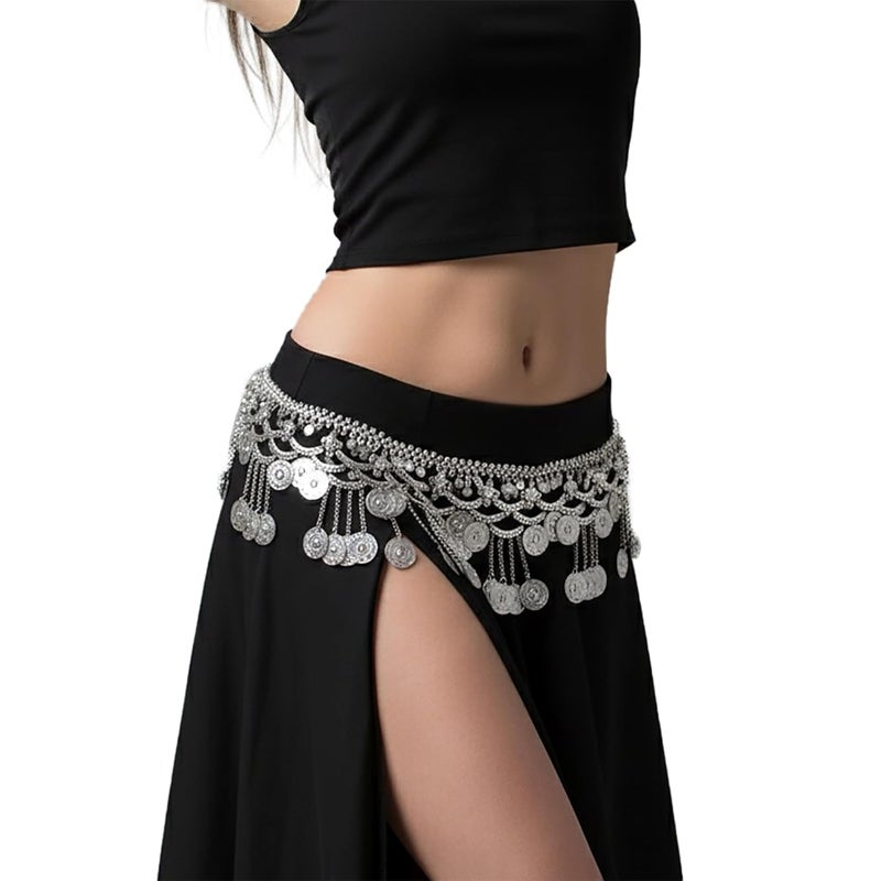 Vritraz Women's Belly Dance Tower Shape Metal Hip Scarf - Image 2