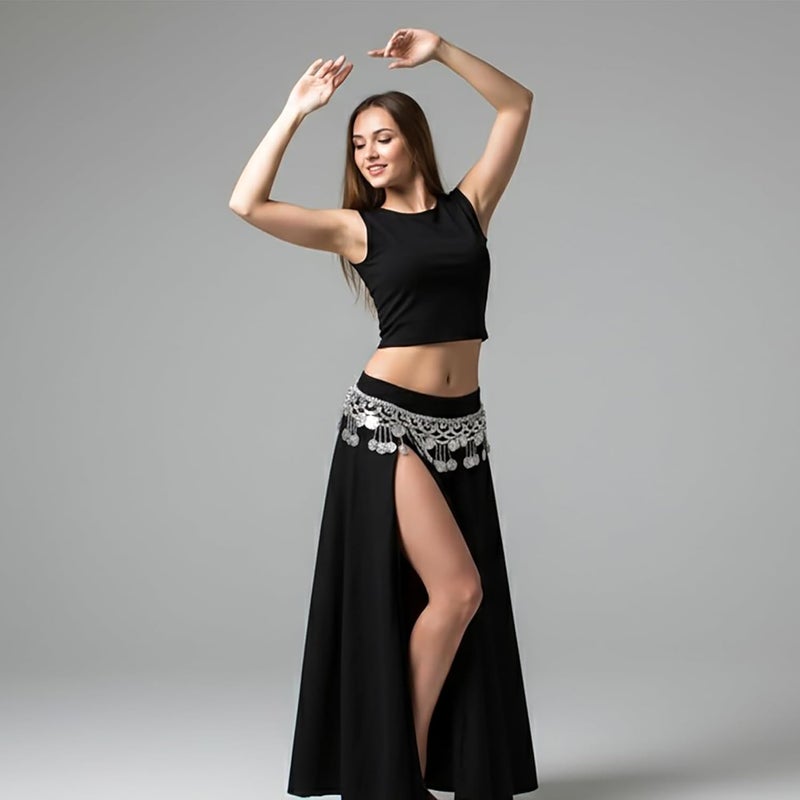 Vritraz Women's Belly Dance Tower Shape Metal Hip Scarf - Image 3