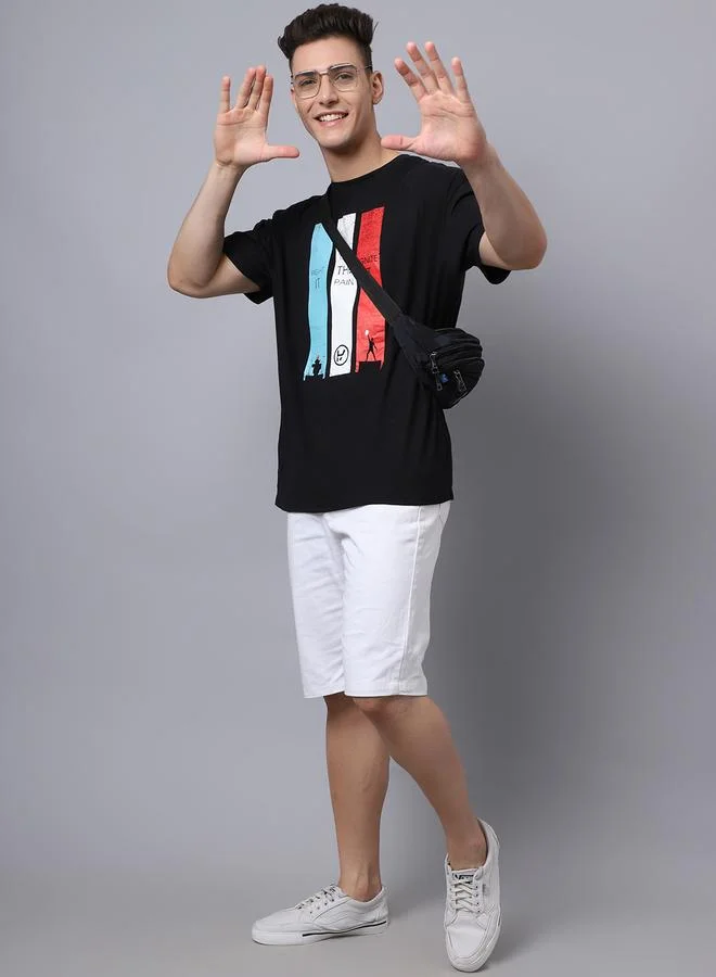 ستايلي Men Black Graphic Print Oversized T-Shirt By Door74