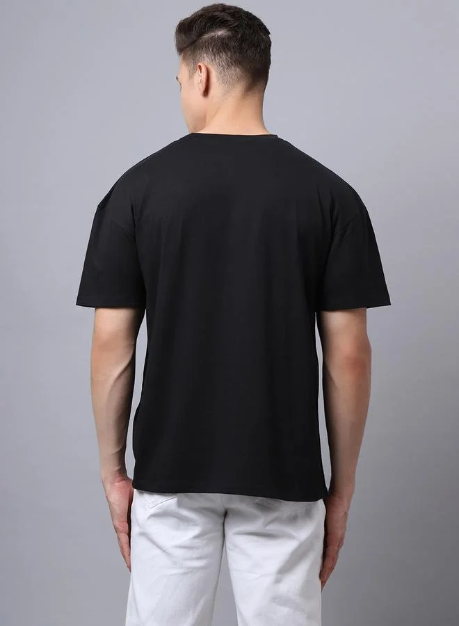 Styli Men Black Graphic Print Oversized T-Shirt By Door74
