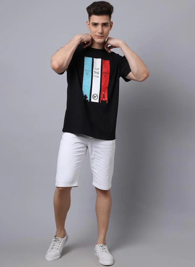 ستايلي Men Black Graphic Print Oversized T-Shirt By Door74