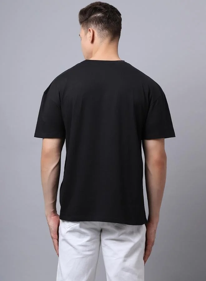 Take Two Men Black Graphic Print Oversized T-Shirt