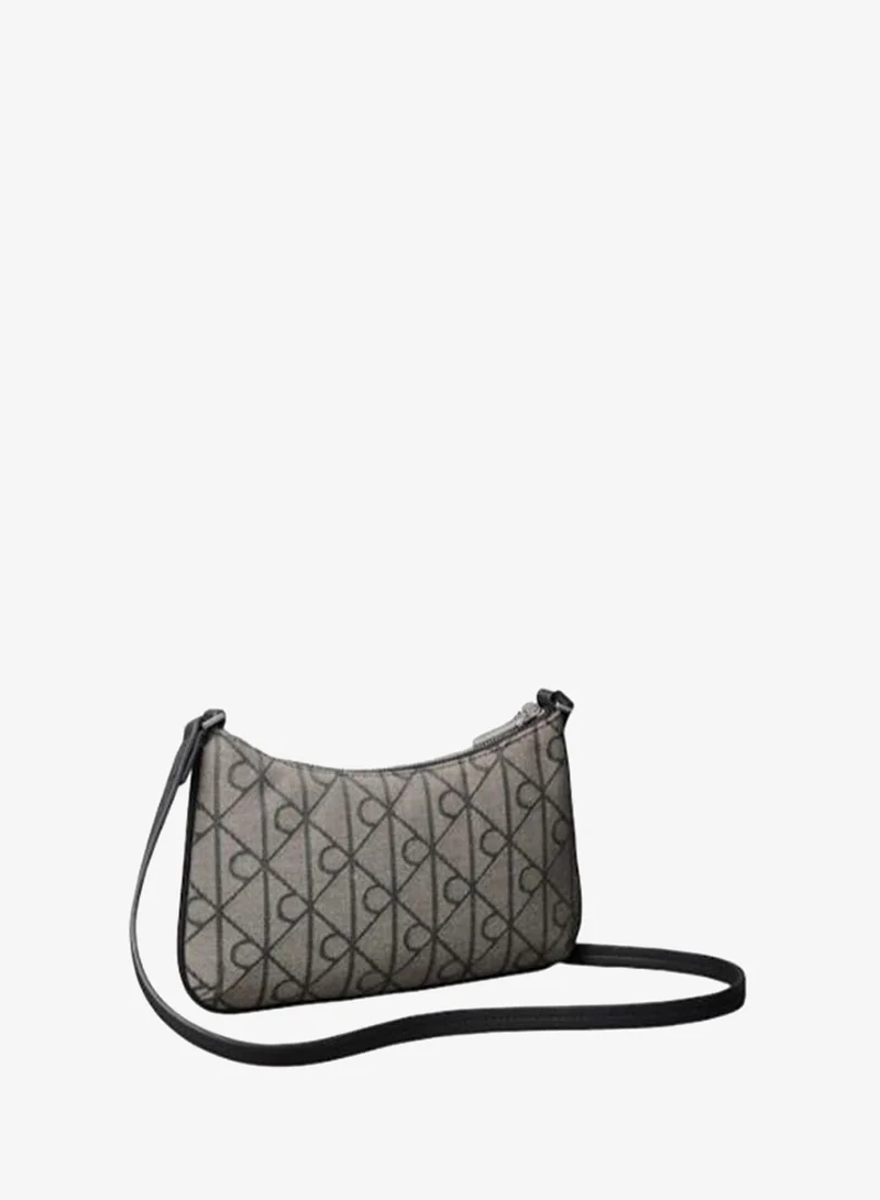Calvin Klein Lotus Beige/Black AOP JQD Emblem Jacquard Convertible Crossbody Bag for Women | Best Price UAE