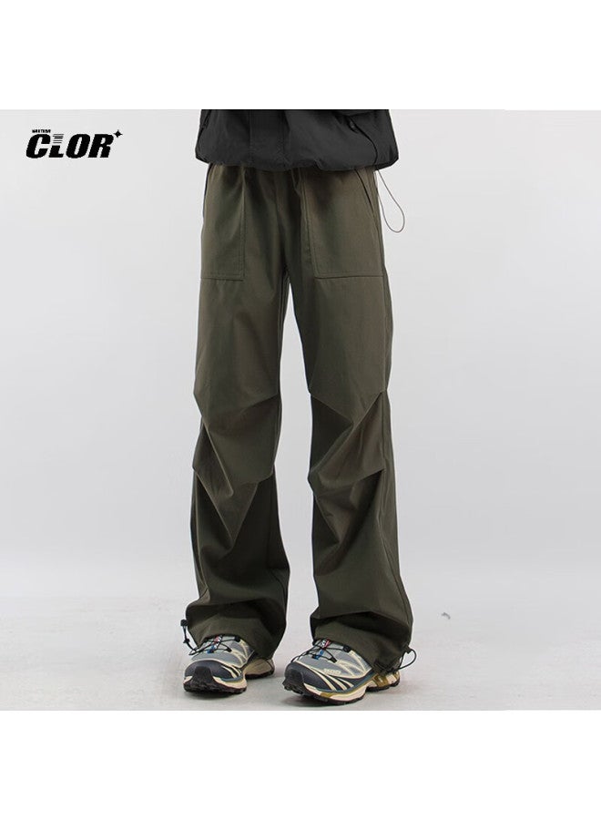 Clor Men's Outdoor Work Pants Spring Autumn Windproof Sports Hiking Casual Straight-leg Pants Cl52 Army Green 3XL - Image 1