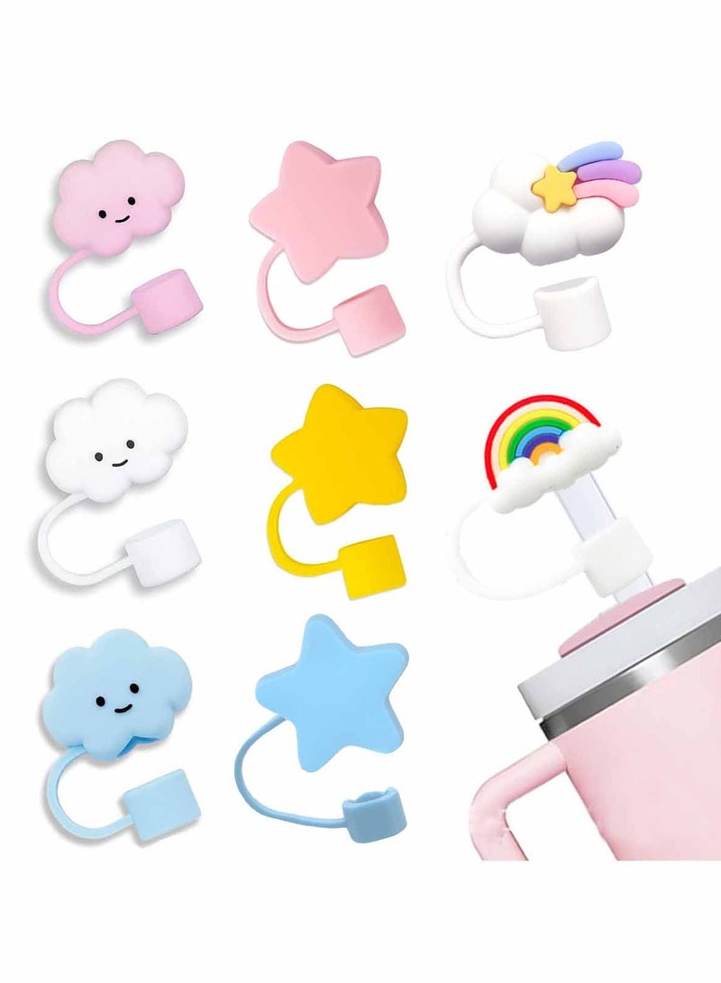 8PCS Star Straw Covers Cap Toppers Compatible with Stanley Straw Cap Stopper for Reusable Straws Tip Lids 