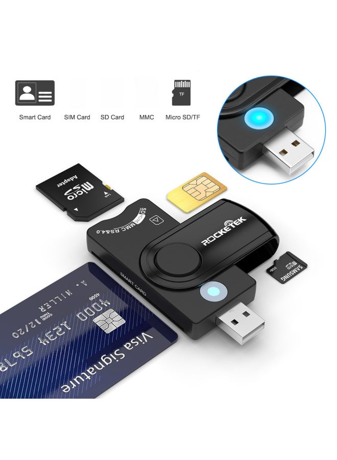 Rocketek Usb2.0 Tax Ic Smart Card Reader Sd Tf Sim Card Multi-function Card Reader - Image 4