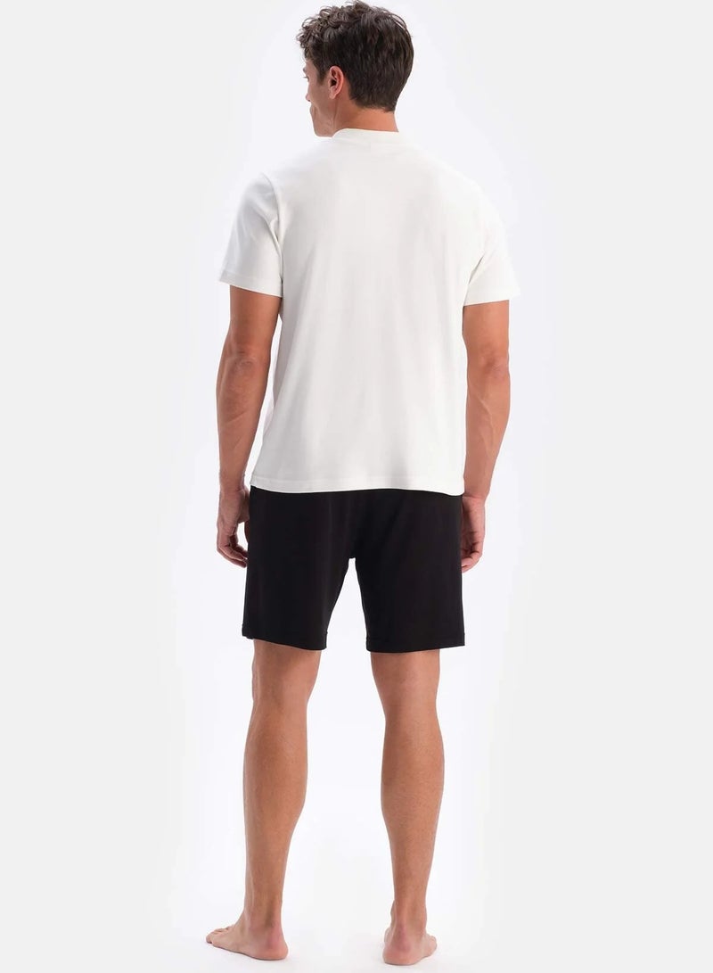 dagi Claret Red-Black Indigo-Cotton Modal Double Knitted Shorts - Image 2