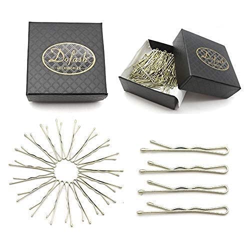 Dofash 100Pcs 35CM138IN Mini Bobby Pins Blonde Hair Pins Long Bobby Pins Tiny Hair Pins with Gift Box for Women Girls Fine Hair Bright Gold