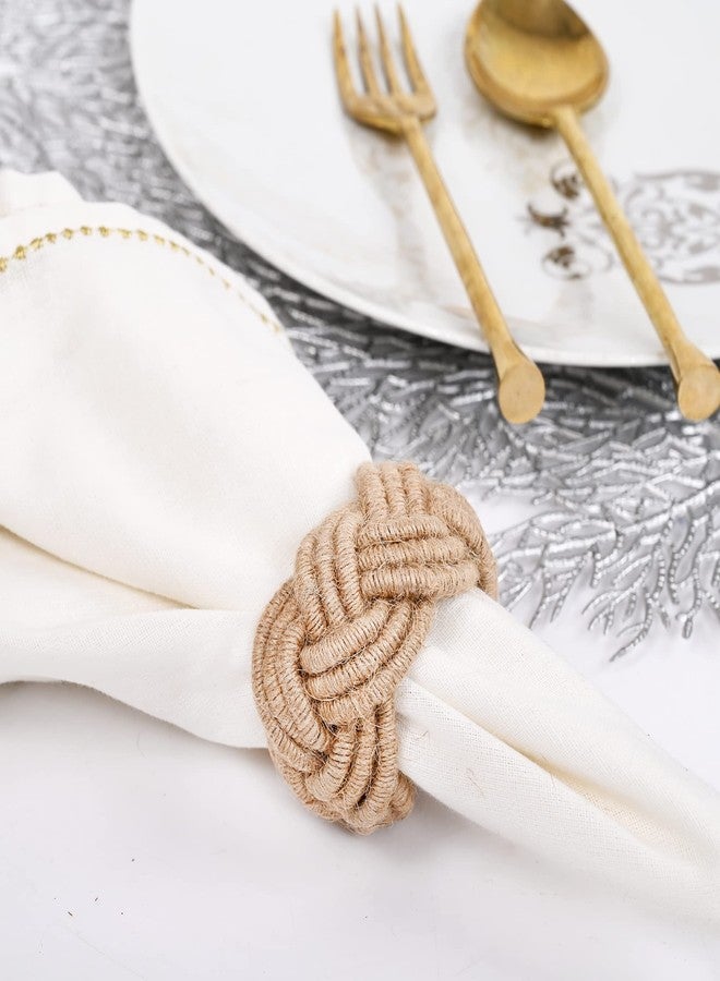 CLEENTABLE Nautical Napkin Rings Set of 12, Woven Napkin Holders, Coastal Napkin Rings Bulk for Party Decoration, Dinning Table, Everyday, Family Gatherings - A Great Tabletop D cor - Natural - Image 2