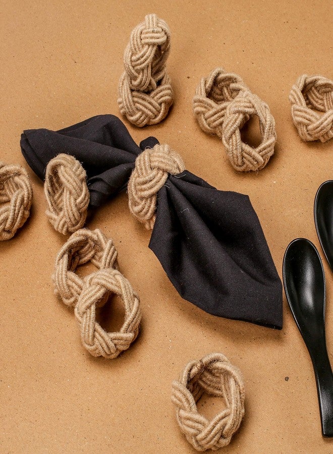 CLEENTABLE Nautical Napkin Rings Set of 12, Woven Napkin Holders, Coastal Napkin Rings Bulk for Party Decoration, Dinning Table, Everyday, Family Gatherings - A Great Tabletop D cor - Natural - Image 5