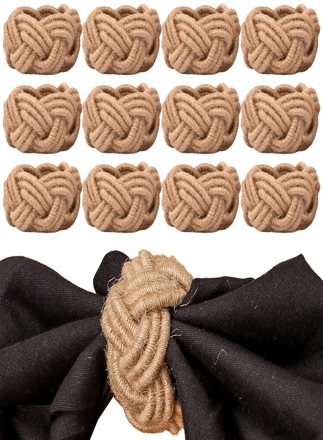 CLEENTABLE Nautical Napkin Rings Set of 12, Woven Napkin Holders, Coastal Napkin Rings Bulk for Party Decoration, Dinning Table, Everyday, Family Gatherings - A Great Tabletop D cor - Natural - Image 1