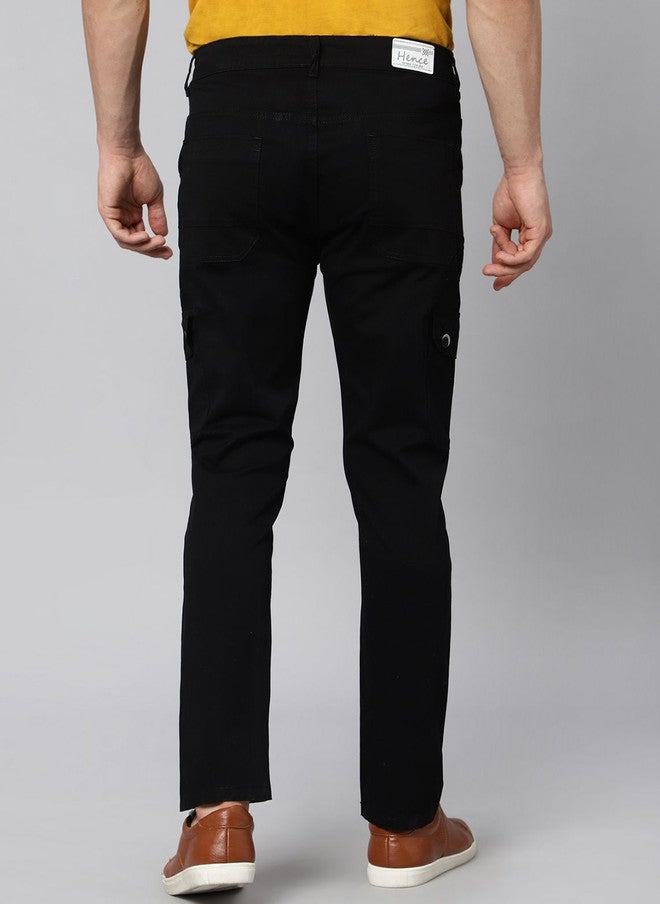 Hence Men's Relaxed Tapered Fit Black Cargo Trousers - Image 3