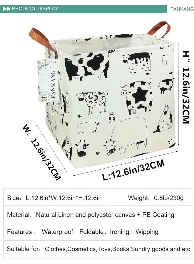 FANKANG FANKANG Square Nursery Hamper Storage Bins Canvas Laundry Basket Foldable with Waterproof PE Coating Storage Baskets Gift Baskets for Children, Office, Bedroom, Clothes  - Image 2
