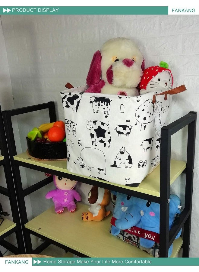 FANKANG FANKANG Square Nursery Hamper Storage Bins Canvas Laundry Basket Foldable with Waterproof PE Coating Storage Baskets Gift Baskets for Children, Office, Bedroom, Clothes  - Image 5
