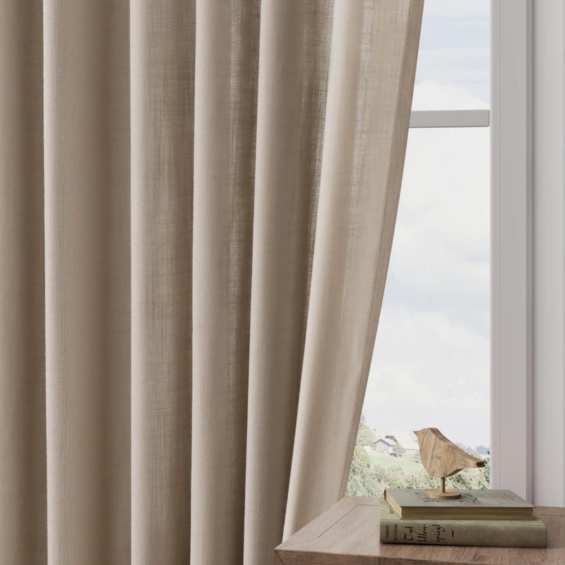 Joywell Linen Pinch Pleated Window Curtains 120 Inch Long Back Tab Clip Rings Semi Sheer Light Filtering Drapes with Hooks for Bedroom Living Room Decor W50 x L120 Taupe 2 Panels Set - Image 5