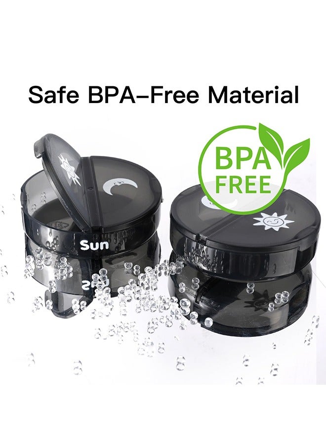 Weekly Pill Organizer 2 Times a Day, Travel Pill Box 7 Day, AM PM Twice a Day Pill Case, Portable Daily Vitamin Organizers for Medication, Vitamins, Fish Oil, Supplements (Black) - Image 5