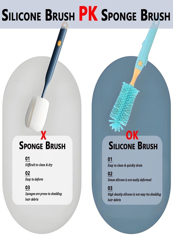 Kesttenn Baby Bottle Brush Kit,3-in-1 Water Bottle Brush for Bottles/Nipple/Cups & Narrow Straws, Cleaning Tools with 11" Long Brush & 6.3" Nipple Brush & 6.8" Straw Brush (Blue) - Image 3