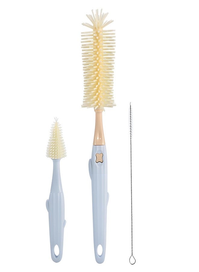 Kesttenn Baby Bottle Brush Kit,3-in-1 Water Bottle Brush for Bottles/Nipple/Cups & Narrow Straws, Cleaning Tools with 11" Long Brush & 6.3" Nipple Brush & 6.8" Straw Brush (Blue) - Image 1