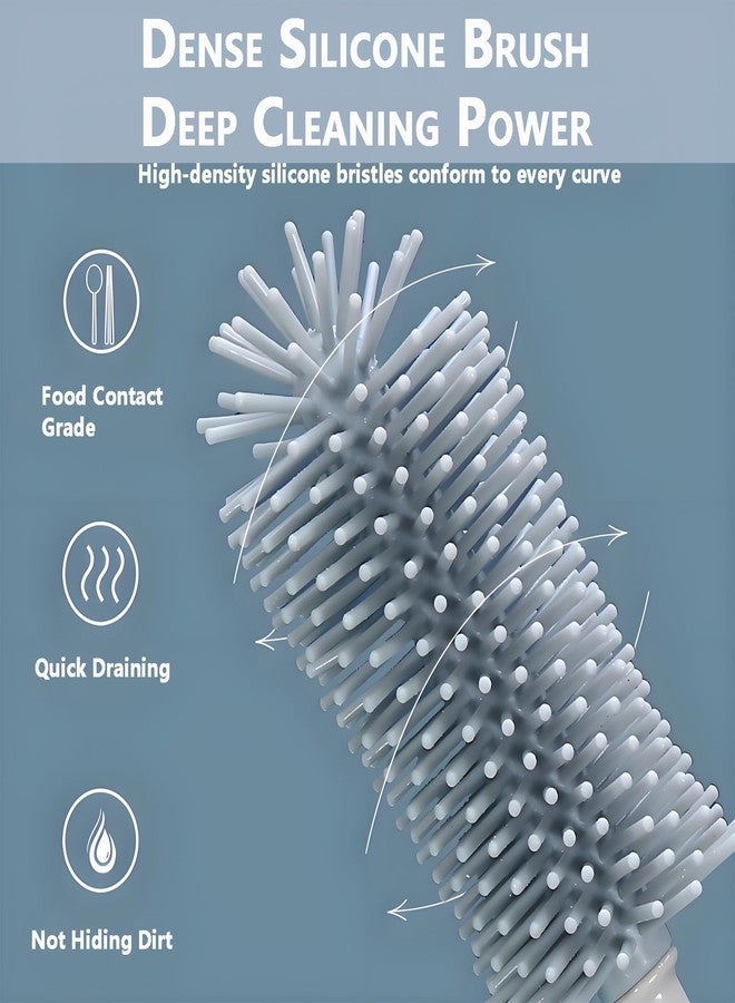 Kesttenn Baby Bottle Brush Kit,3-in-1 Water Bottle Brush for Bottles/Nipple/Cups & Narrow Straws, Cleaning Tools with 11" Long Brush & 6.3" Nipple Brush & 6.8" Straw Brush (Blue) - Image 4