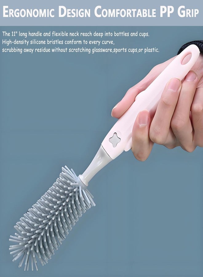 Kesttenn Baby Bottle Brush Kit,3-in-1 Water Bottle Brush for Bottles/Nipple/Cups & Narrow Straws, Cleaning Tools with 11" Long Brush & 6.3" Nipple Brush & 6.8" Straw Brush (Blue) - Image 5