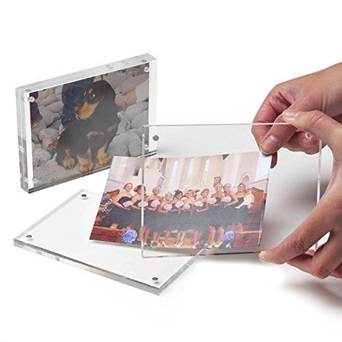 Cq acrylic 6" x 8" Acrylic Magnetic Picture Frame,Clear Floating Double Sided Plexiglass Magnet Lucite Frames for Family Baby Wedding Certificate and Diploma Frame,Pack of 1 - Image 3