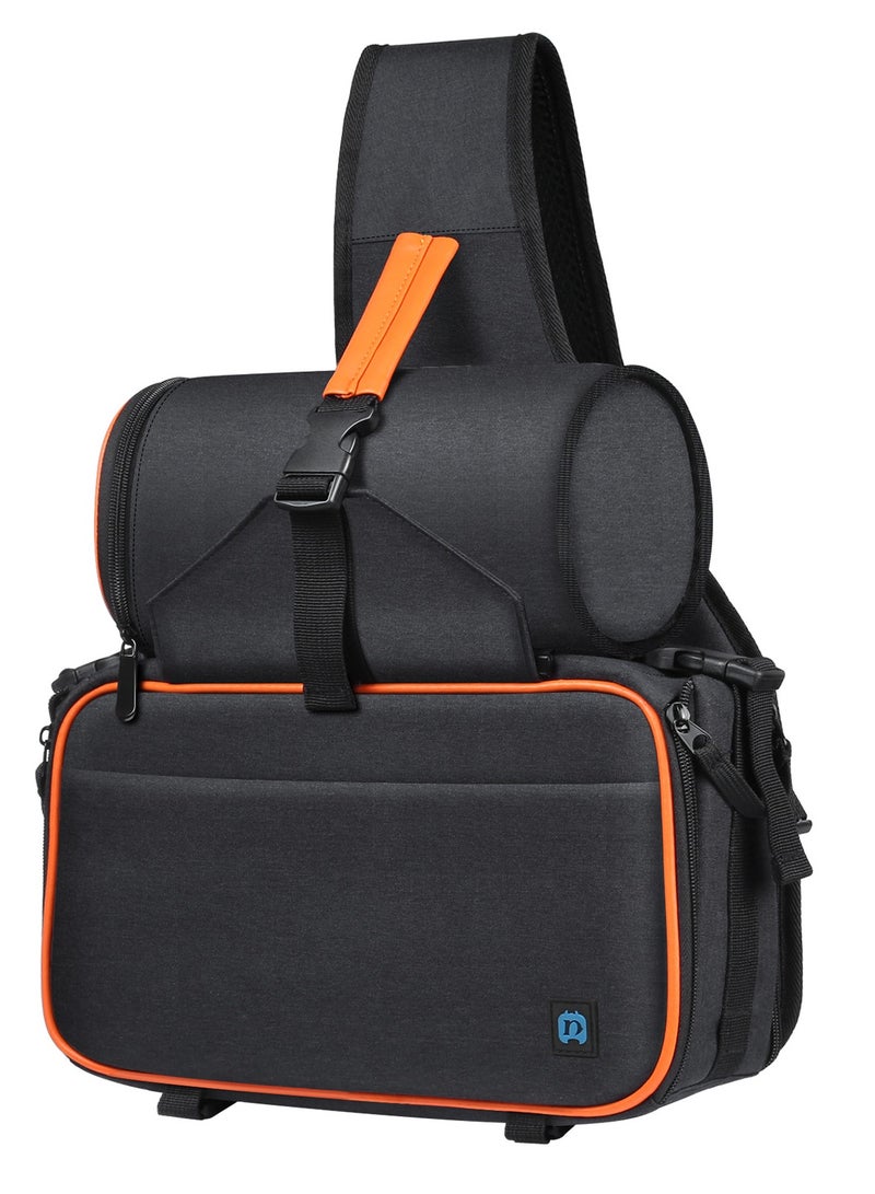 PULUZ Triangle Style SLR Camera Bag Sling Waterproof Backpack Shoulder Messenger Bags with Removable Lens Bag (Black) - Image 1