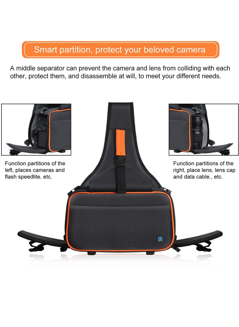 PULUZ Triangle Style SLR Camera Bag Sling Waterproof Backpack Shoulder Messenger Bags with Removable Lens Bag (Black) - Image 3