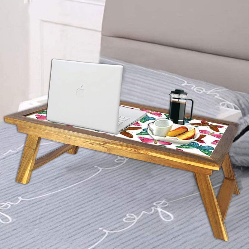 Nutcase Folding Laptop Table for Home Bed Lapdesk Breakfast Table Foldable Teak Wooden Study Desk Watercolor Butterfly - Image 4